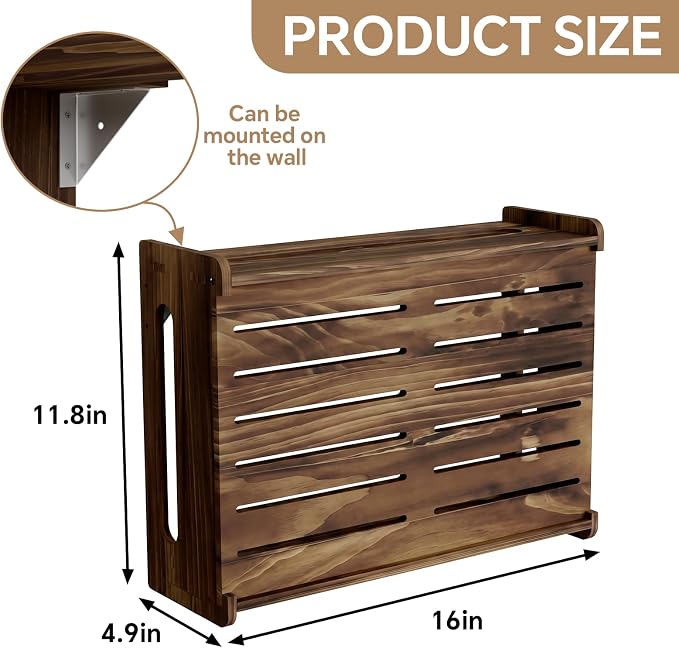 Wooden WiFi Router Storage Box Hider Shelf, Decorative Projector Box Hider Rack - Image 2