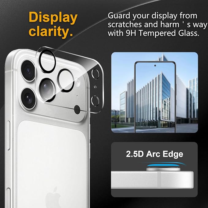 3 Pack Camera Lens Protector for iPhone 17 Pro Max, Tempered Glass, - Image 2