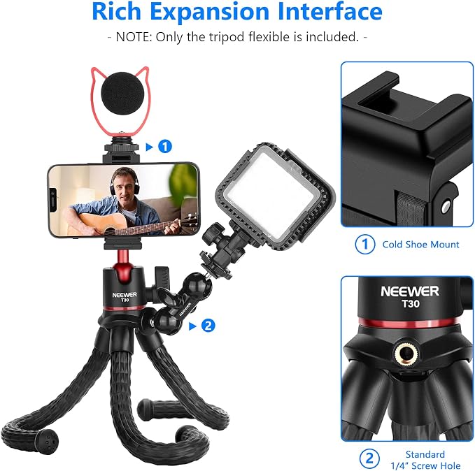 NEEWER Camera Tripod with Remote, Mini Flexible Vlog Phone Tripod Stand with - Image 4