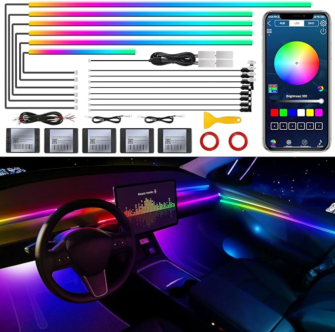 Dreamcolor Acrylic Interior Car LED Strip Light by MAODANER