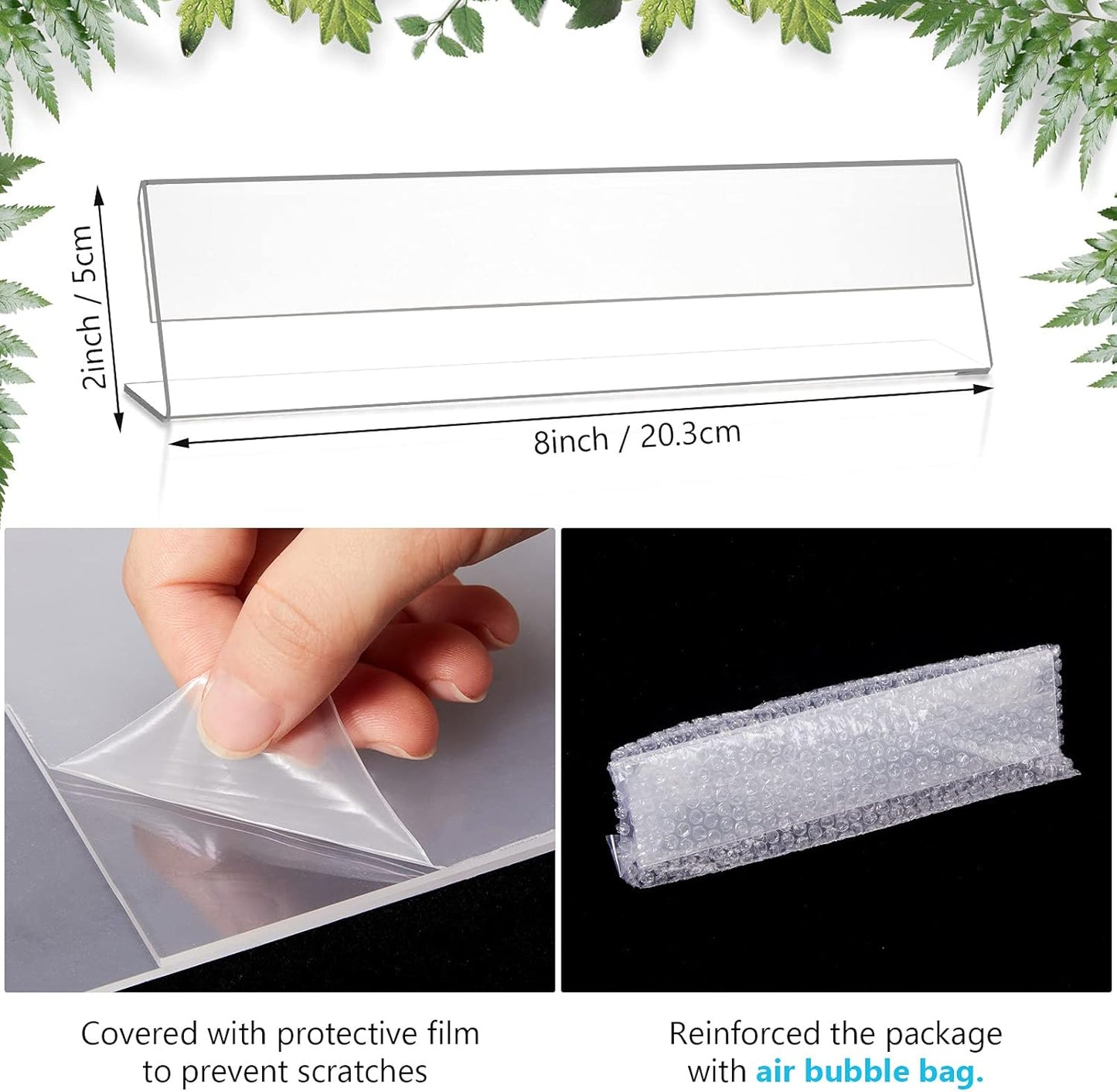Yalikop 24 Pcs Acrylic Name Plates for Desk 2 x 8 Inches Clear Slant Back Sign Holder Stand License Label Holder for Back to School Classroom Office Conference Business Meeting Table Display