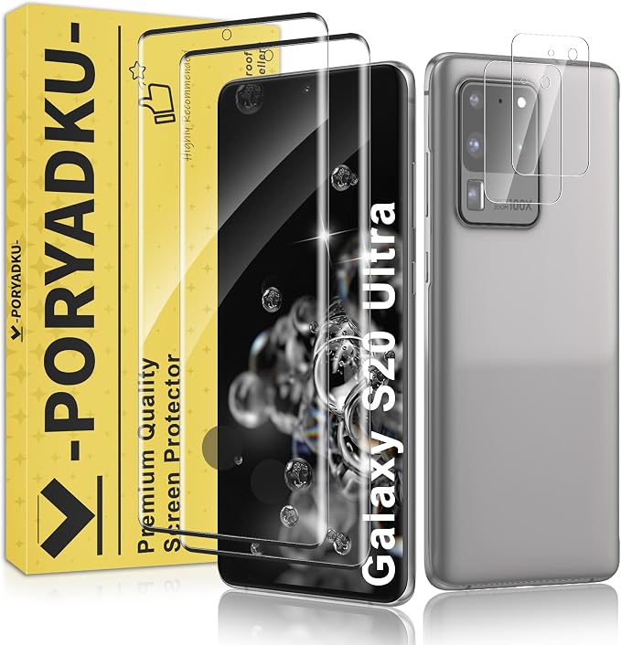 2+2 Pack for Samsung Galaxy S20 Ultra Screen Protector and Camera Protector by JavoYion