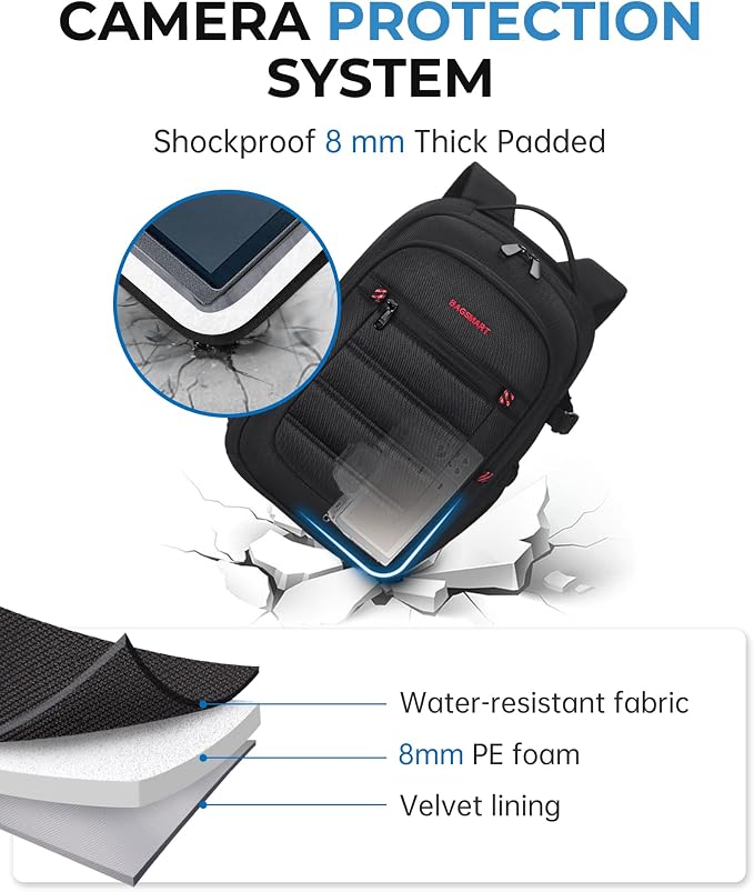BAGSMART Camera Bag for DSLR, Waterproof Camera Backpacks for Photographers - Image 2