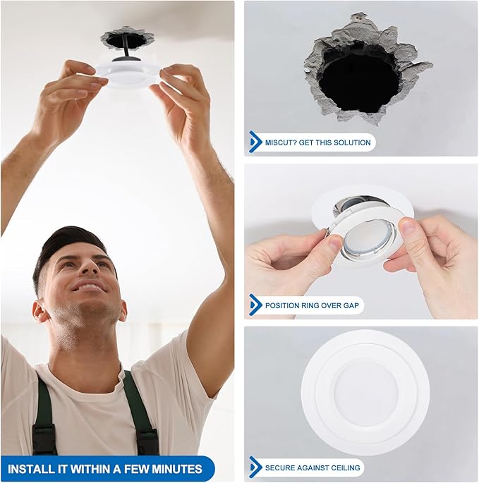 PATIKIL 4.5" ID 6.3" OD Plastic Trim Ring, Translucent Matte White - Image 4