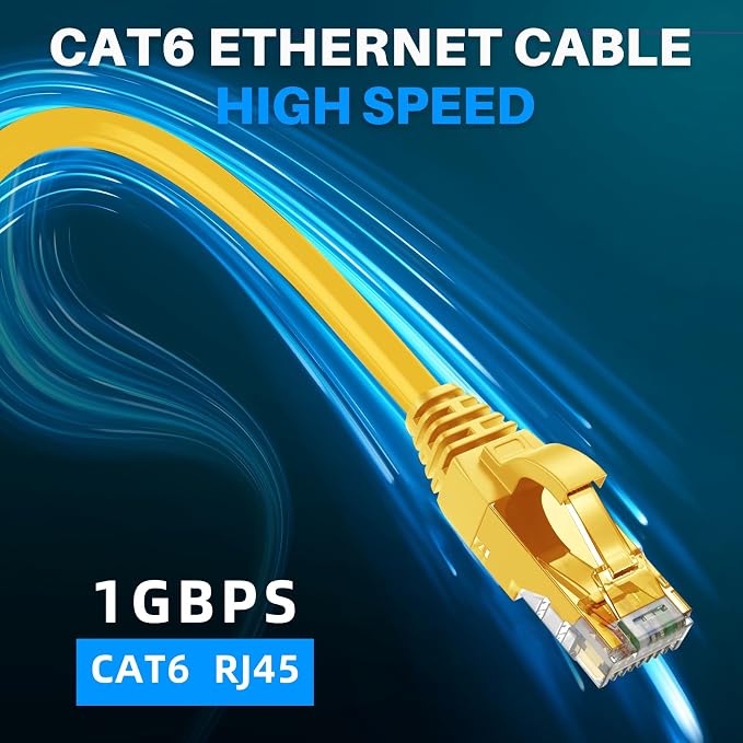 Adoreen Cat 6 Ethernet Cable 250 Ft-Yellow, Outdoor & Indoor Snagless Long - Image 5