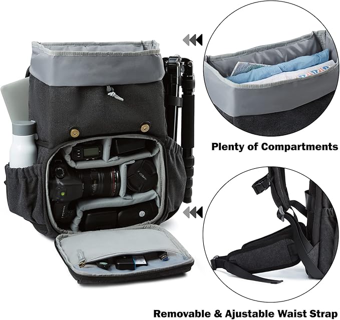 BAGSMART Camera Backpack, Large DSLR/SLR Waterproof Photography Bag Fit up to - Image 2