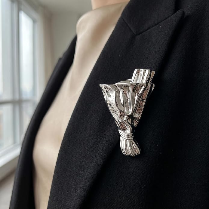 2PCS Metal Branch Shaped Flower Insert Brooch Pins, Wearable Corsage Holders - Image 5