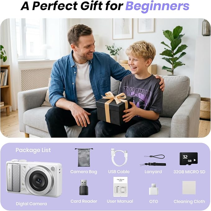 5K Digital Camera for Photography, 2026 Latest 80MP Autofocus WiFi Vlogging - Image 8