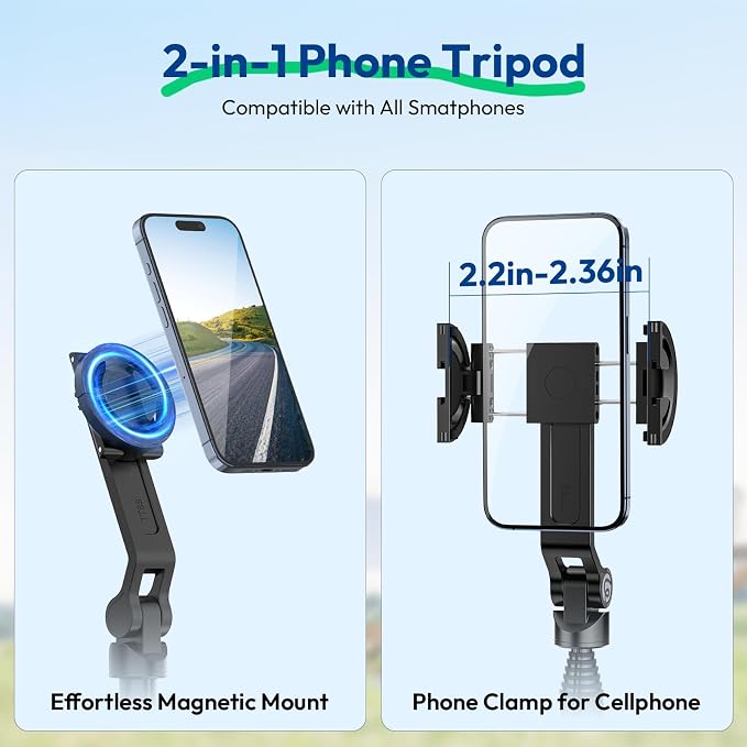 ULANZI TT88 Magnetic Tripod for iPhone 17, 2-in-1 Phone Clip & Dual Cold Shoe - Image 2