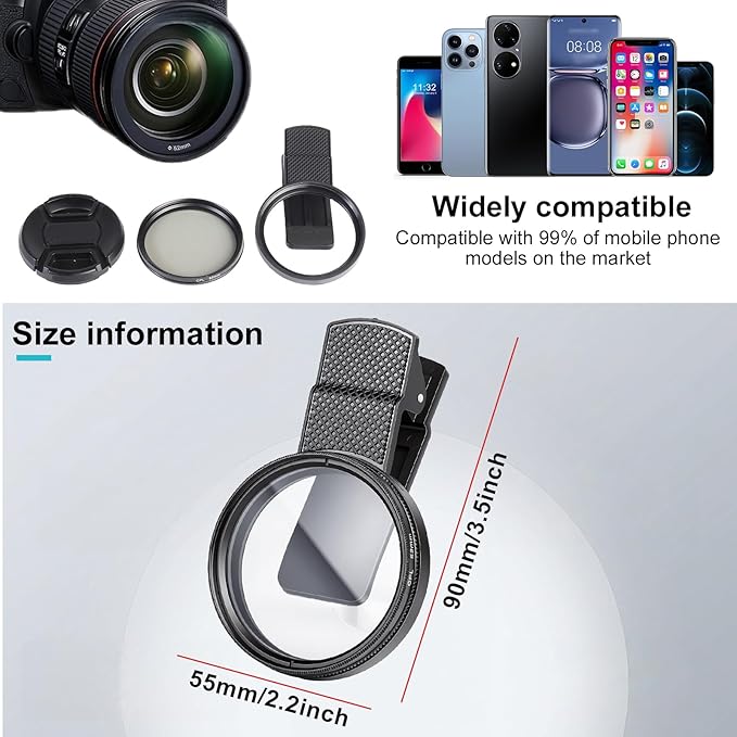 52mm Circular Polarizer Filter for iPhone and Android, CPL Lens Filter - Image 4