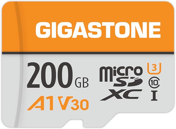 GIGASTONE 200GB Micro SD Card, A1 V30, 4K Video Recording, Compatible by Gigastone