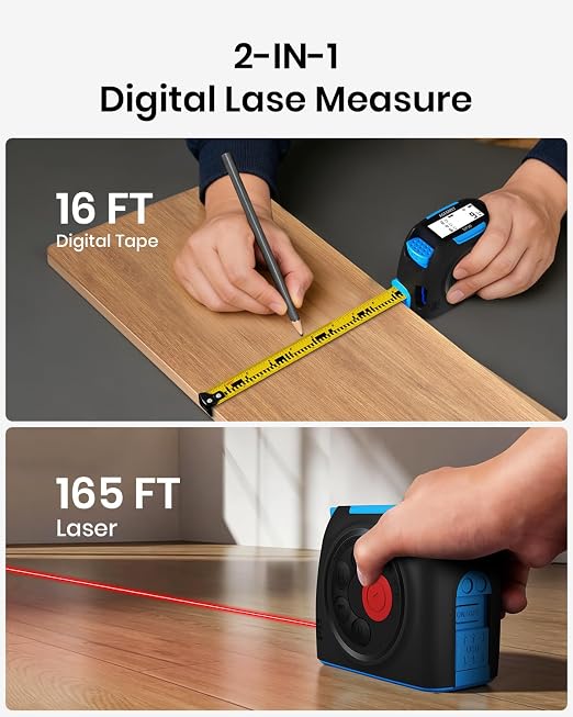 ACEGMET DT30 Digital Tape Measure, 131ft Laser&16ft Tape, ±1/16" Precision | - Image 2