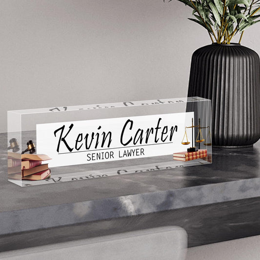 Name Plate for Desk Personalized, Acrylic Desk Decorations, Employee Appreciation Gifts, Custom Office Gifts for Coworkers, Boss, Teacher, Nurse (Lawyer)