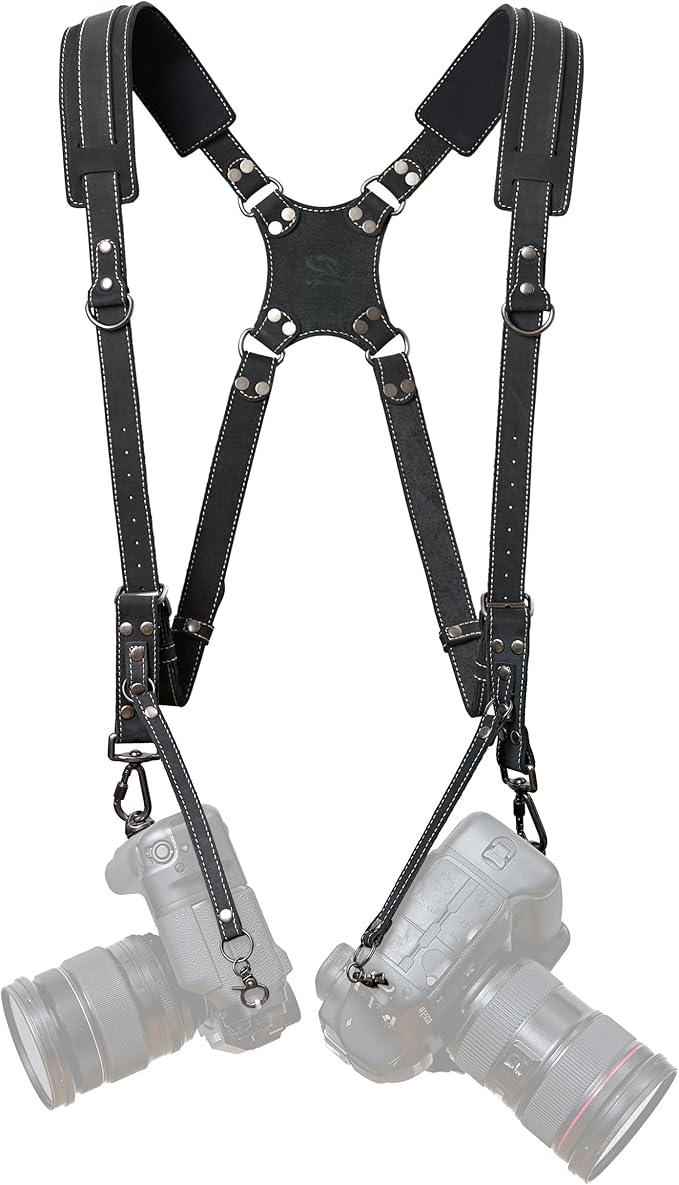 Padwa Lifestyle Black Frosted Dual Camera Harness Strap by PadwaLifestyleCameraStrap