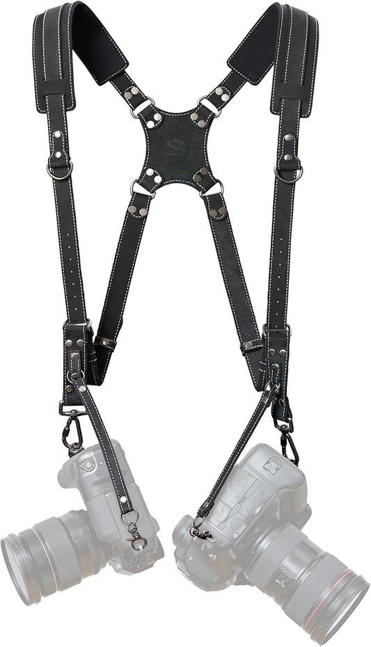 Padwa Lifestyle Black Frosted Dual Camera Harness Strap by PadwaLifestyleCameraStrap