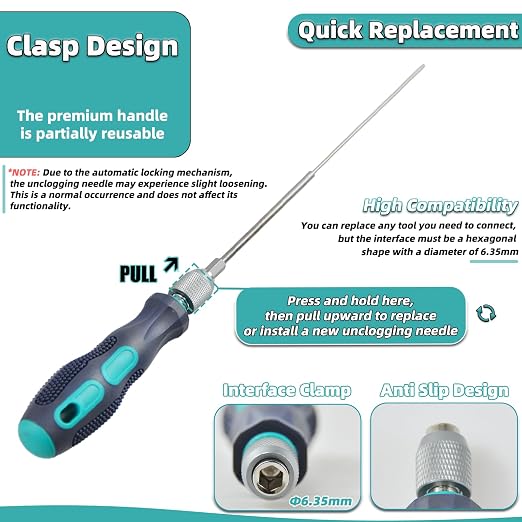 Clog Poke 3D Printer Accessories, Φ1.7mm L200mm S2 Alloy Steel Cleaning Needle - Image 3
