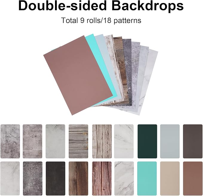 Meking 9Pcs 18Patterns Small Product Photography Backdrop Kit Photo Backdrop - Image 2