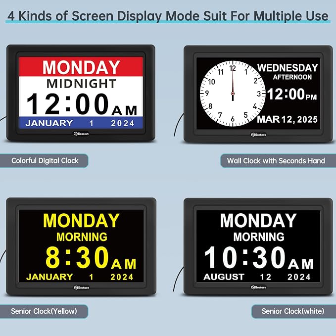 Soobest Dementia Digital Clock for Seniors Elderly, 20 Alarm Reminders 3 - Image 8