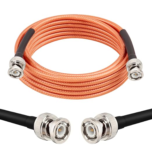 MOOKEERF RG142 BNC Male to BNC Male Coaxial Cable 8FT 50 ohm Ultra Low Loss by MOOKEERF