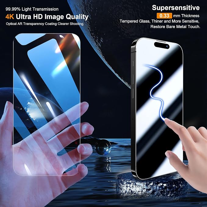QHOHQ 3 Pack Screen Protector for iPhone 15 - Image 2
