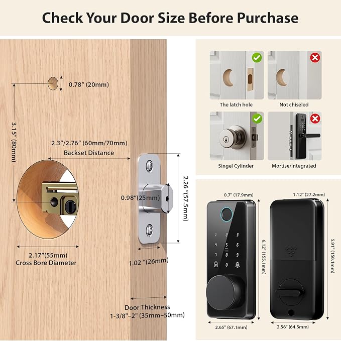 Fingerprint Door Lock, Biquole Keyless Entry Door Lock, Smart Lock | - Image 9