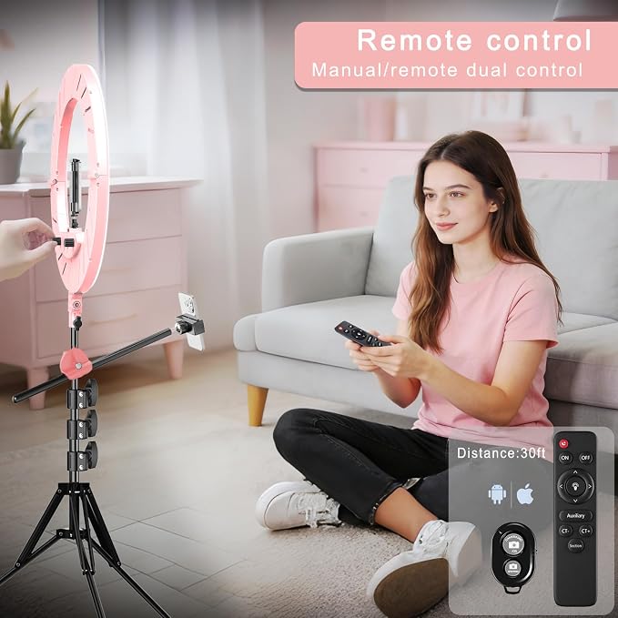55W18 45cm Ring Light Kit 6700K Dimmable LEDRinglightTripod Stand Dual Phone - Image 5