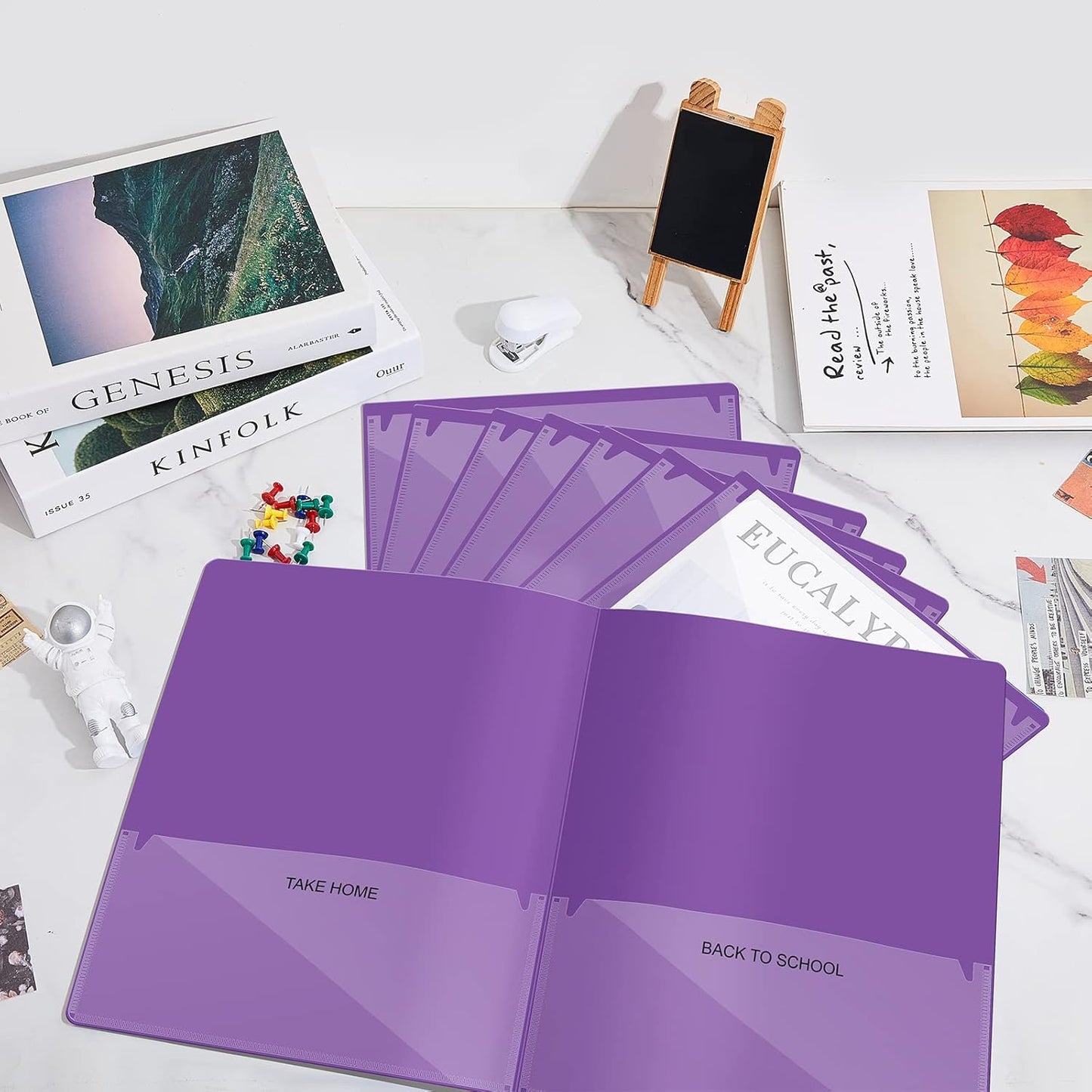Henoyso 200 Pcs Plastic Take Home Folders with 2 Pockets Parent Teacher Classroom Communication Homework Folder for Students Parent Teacher Connect (Purple)