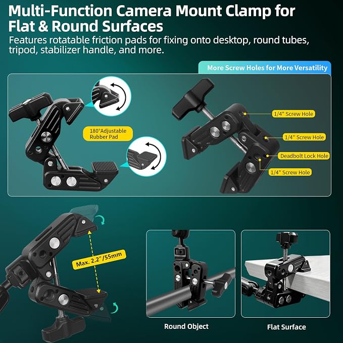22" Magic Arm Clamp, Overhead Phone Mount Holder Stand, Flexible Desk Camera - Image 5