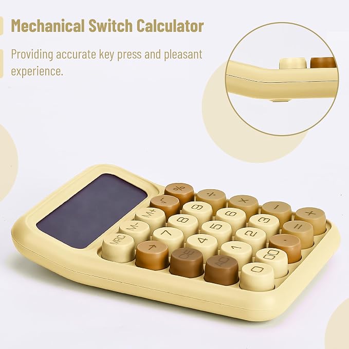 Mr. Pen- Mechanical Switch Calculator, 12 Digit Large LCD Display, Beach Sand - Image 3