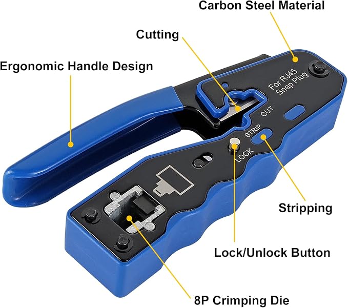 RJ45 Crimp Tool Kit Pass Through Ethernet Crimper - Image 3