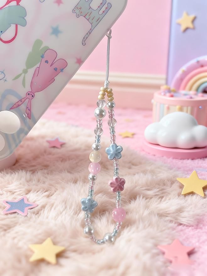 2 Pcs Phone Charm Strap Hand for iPhone Wrist Strap Camera Lanyard Pearl Beaded - Image 5