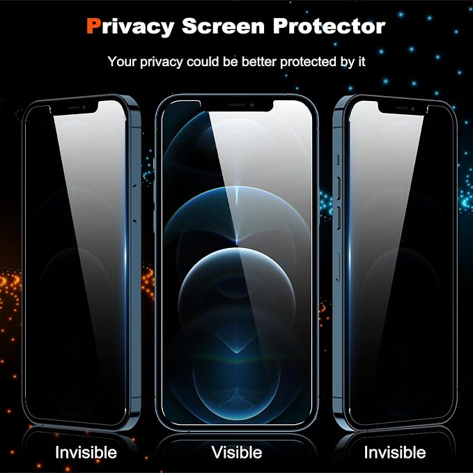 YMHML 2 Pack for iPhone 12 Pro Max Privacy Screen Protector Tempered Glass - Image 2