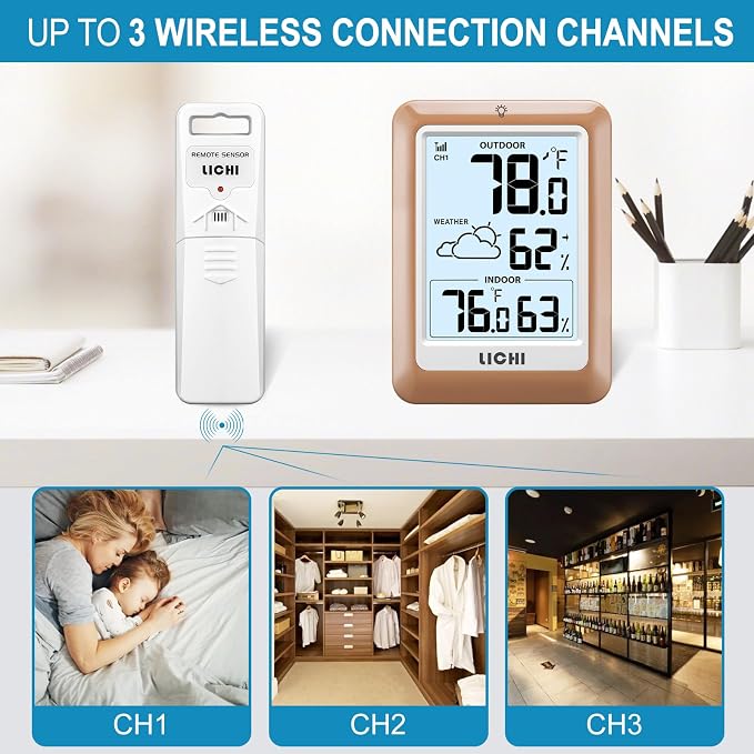 Indoor Outdoor Thermometer Wireless Weather Station, Internal External - Image 4