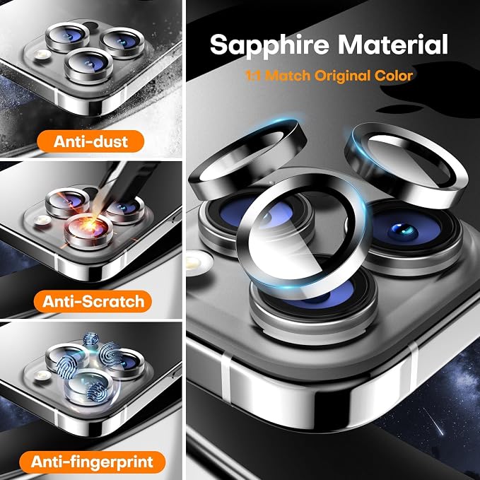 for iPhone 16 Pro/iPhone 16 Pro Max Camera Lens Protector, Tempered Glass - Image 3