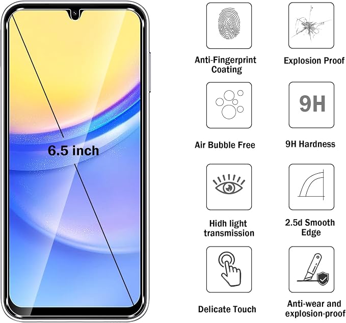 2 Pack Compatible with Samsung Galaxy A15 5G/4G Screen Protector, Full Coverage - Image 2