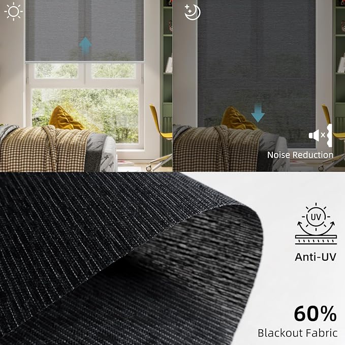 SmartWings Motorized Light Filtering Roller Shades 60% Blackout Work - Image 3