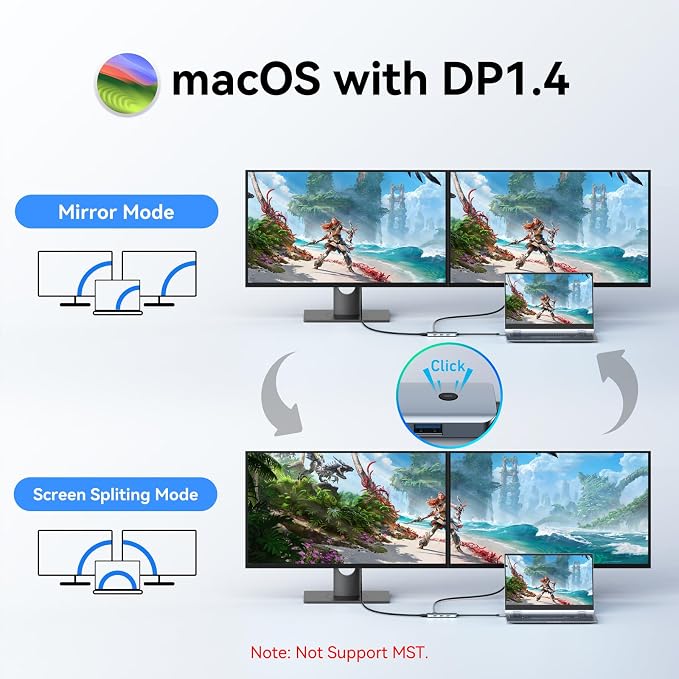 USB C Docking Station Dual Monitor, LIONWEI Laptop USBC Dock Multiport Adapter - Image 4