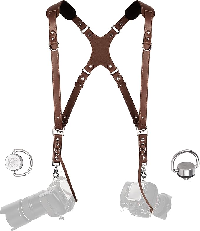 C Coiro Dual Camera Harness Shoulder Leather Camera Strap by CCoiro