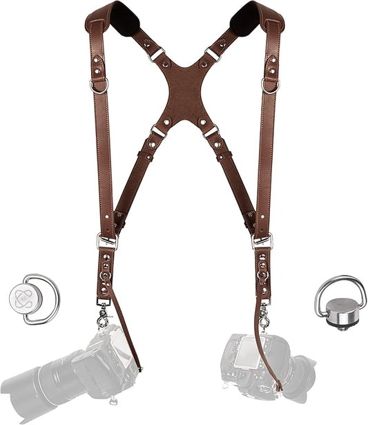 C Coiro Dual Camera Harness Shoulder Leather Camera Strap by CCoiro