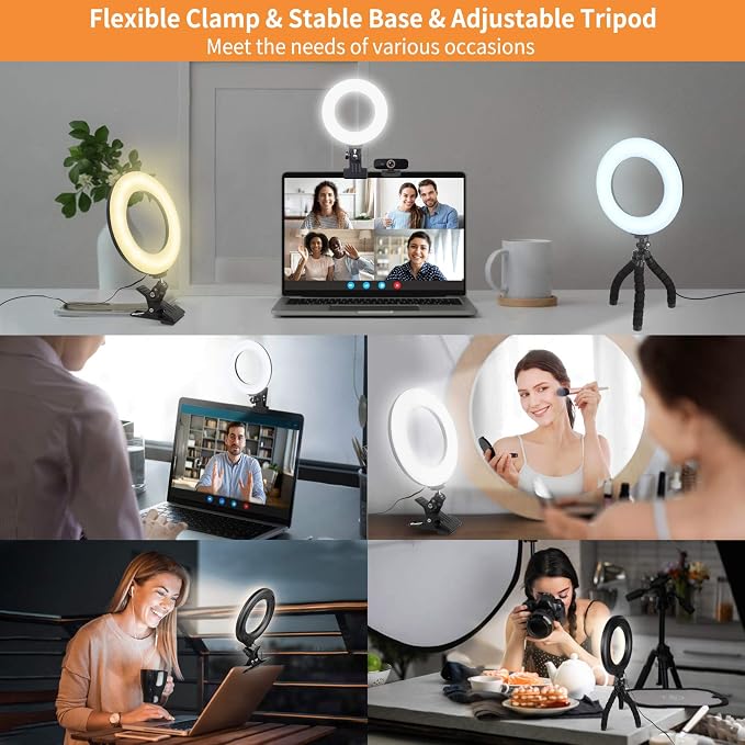 Video Conference Lighting Kit, Ring Light Clip on Laptop Monitor - Image 4