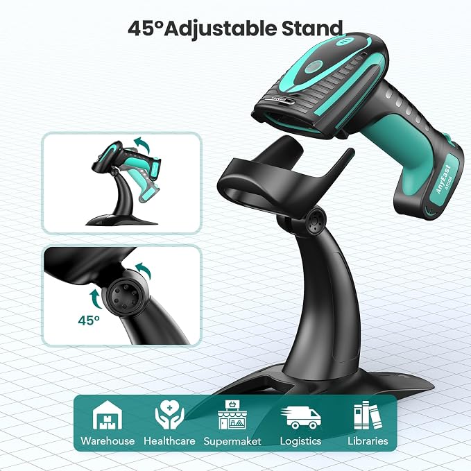 Wireless Barcode Scanner with Stand, Industrial 1D 2D QR Bluetooth Barcode - Image 4