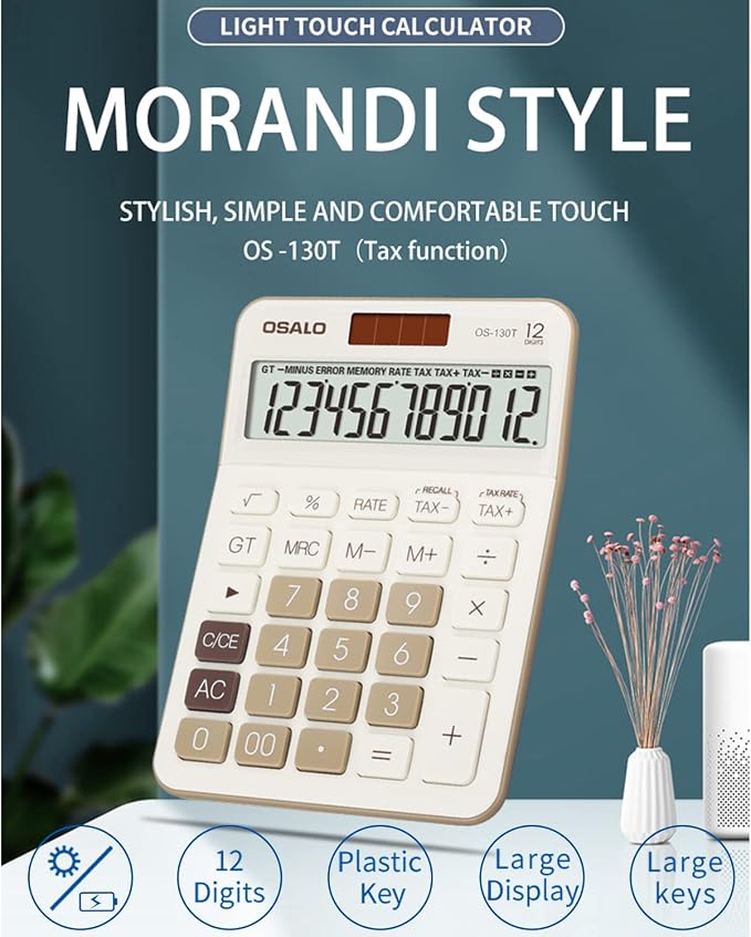 Desktop Calculator Large LCD Display 12 Digit Number Big Button Tax Financial - Image 9