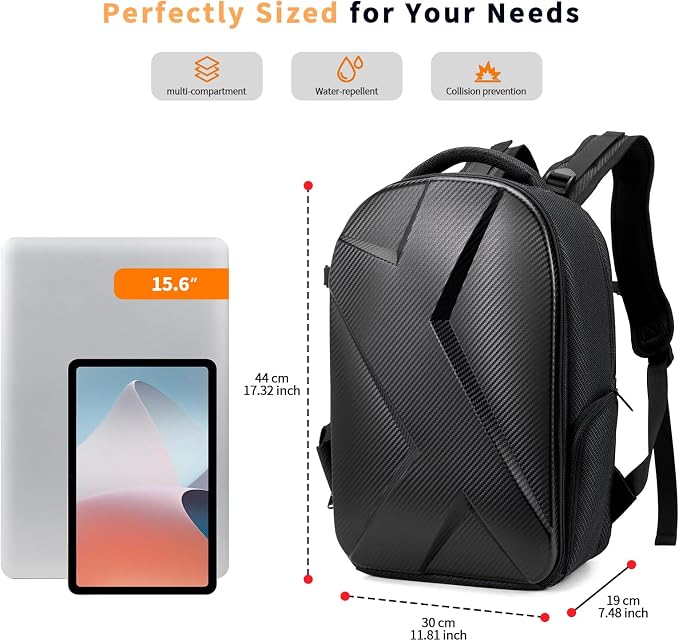 Camera Backpack Hard Shell Imitation Carbon Fiber DSLR, Waterproof Shockproof - Image 3