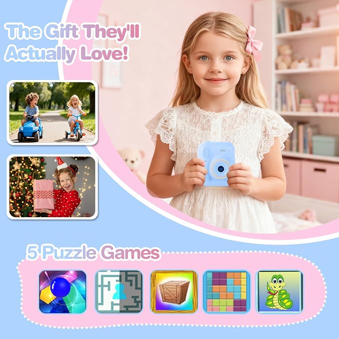 Kids Camera Instant Print with Color & Black-White Printing, 1080P HD Digital - Image 6
