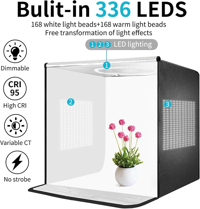 Pro 24"x24" Photo Studio Light Box 3-Side Light Panel/3-Temp/Dimmable - Image 3
