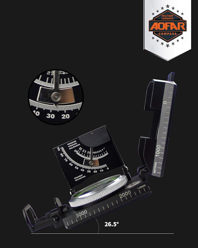 AOFAR AF-4074 Military Compass for Hiking, Lensatic Sighting Waterproof - Image 3
