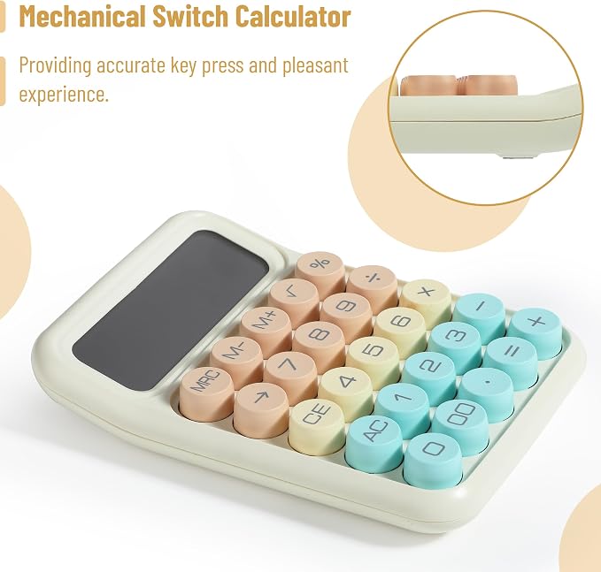 Mr. Pen- Mechanical Switch Calculator, 12 Digit Large LCD Display, Colorful - Image 3