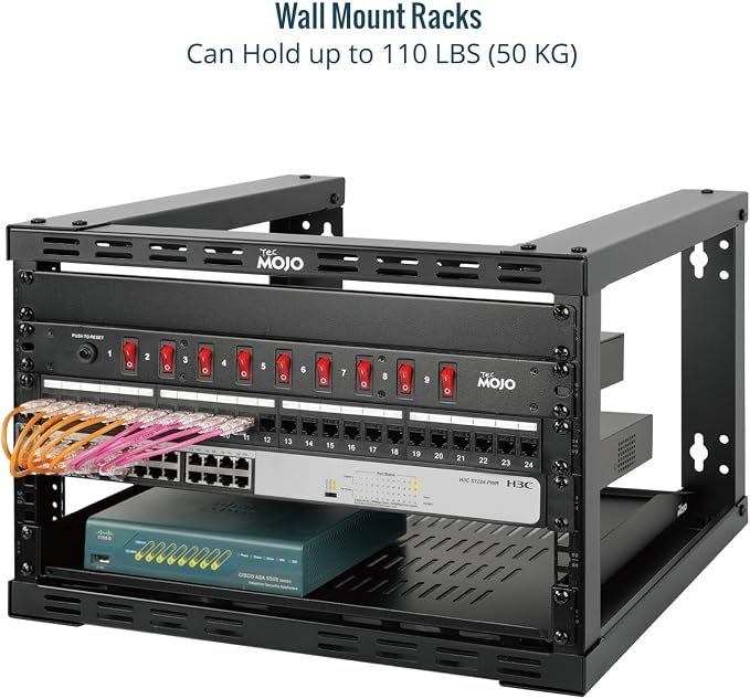Tecmojo 6U Fixed Wall Mount Network Rack 15.8inch Depth Open Frame - Image 3