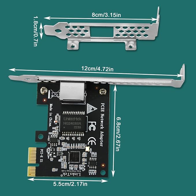 PCI Express X1 Interface to 2.5GbE RJ45 Ports Network Adapter - Image 8