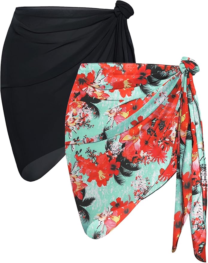CHICGAL 2 Pieces Women Beach Sarong Bathing Suit Wrap Skirt Sheer Bikini by CHICGAL